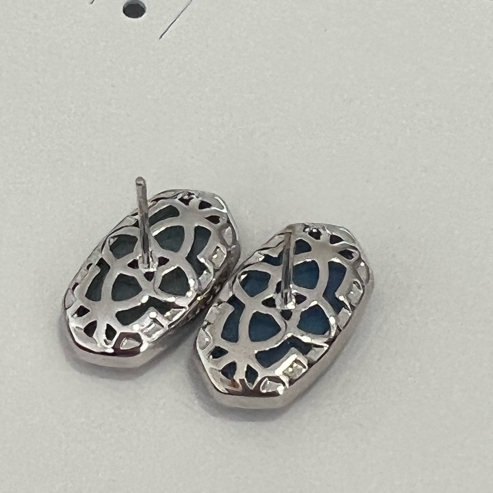 NWT Rare & Retired Kendra Scott Ellie Earrings Light Blue Drusy & Silver WOW! - Picture 12 of 15
